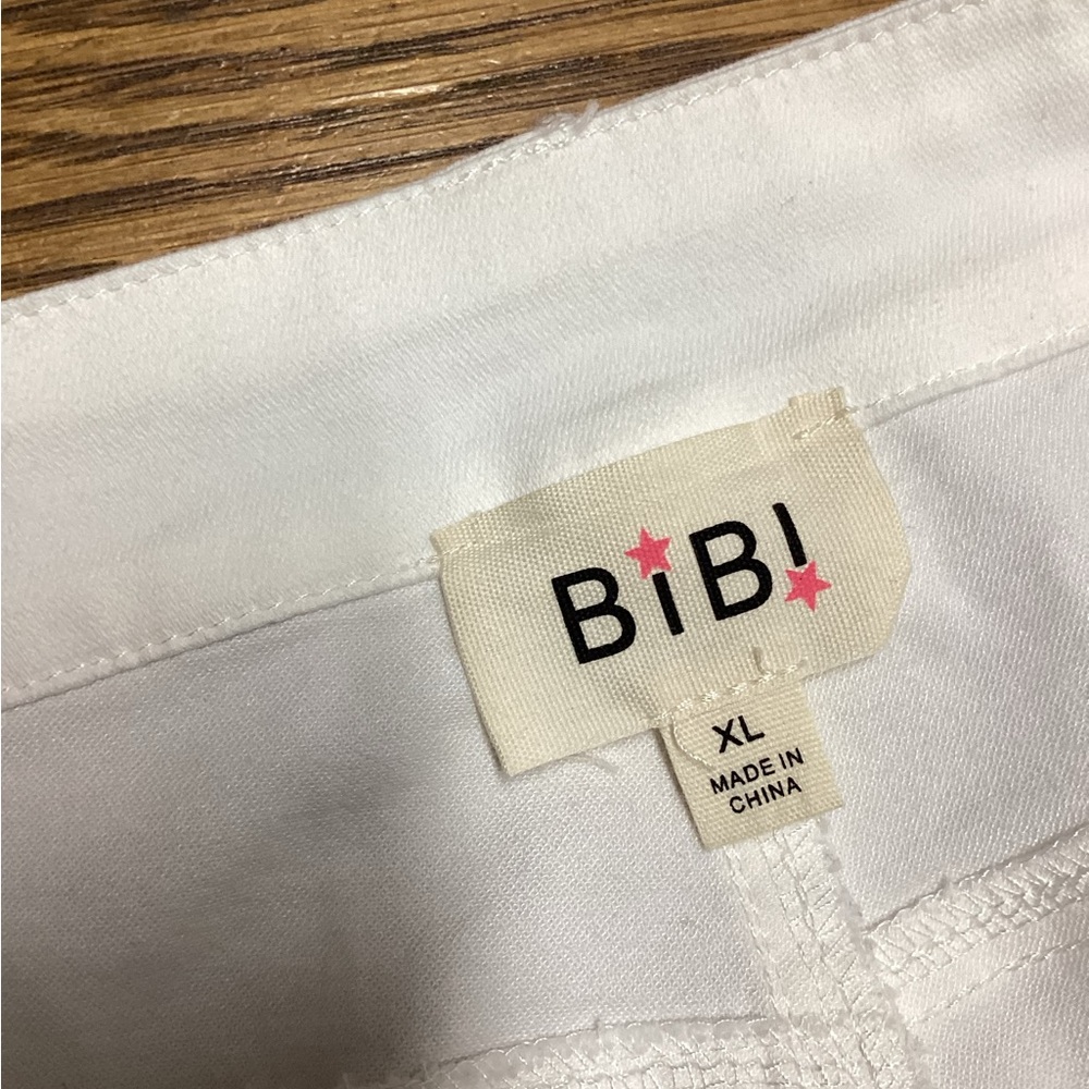Bibi white cotton stretch eyelet hem ankle pants Size XL - Picture 8 of 10